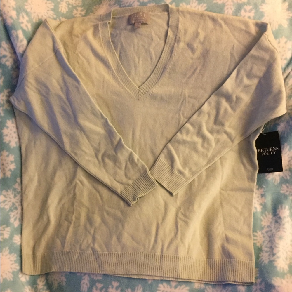 Pure Collection ice blue 100% cashmere sweater